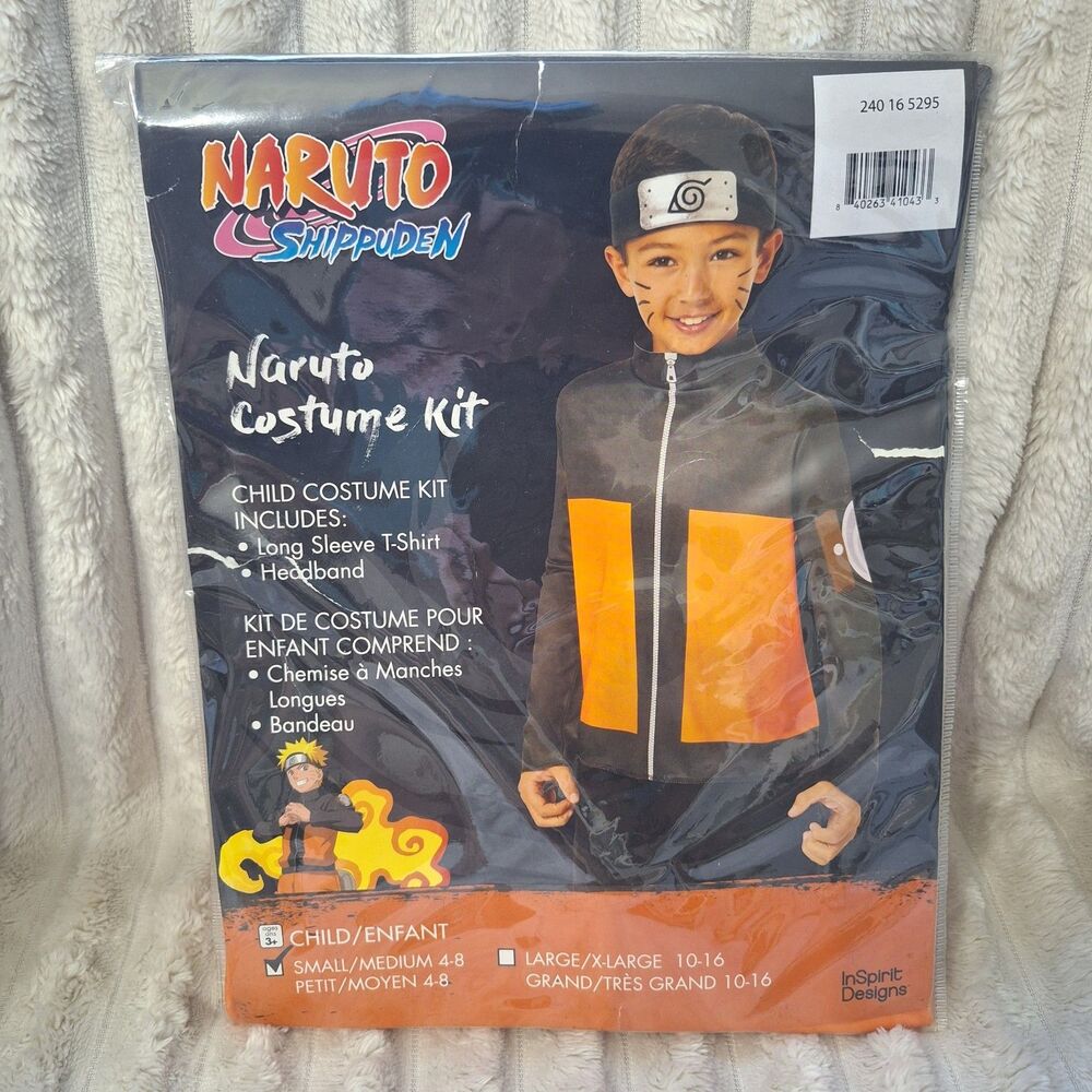 New Naruto Ninja Halloween Anime Cosplay Costume 2pc set Kids S/M 4-8